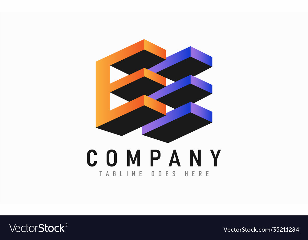 Modern 3d Initial Letter E Logo Design Abstract Vector Image