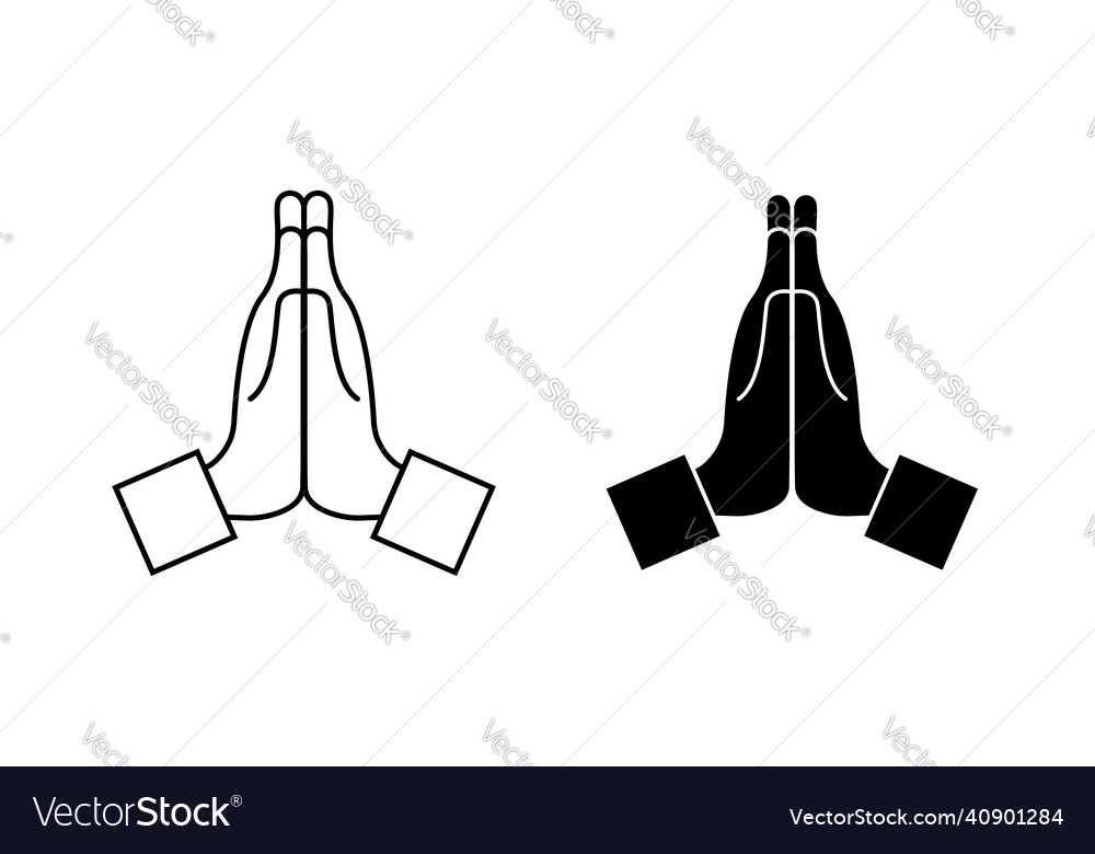 Pray icon hand with of namaste emoji for hope Vector Image