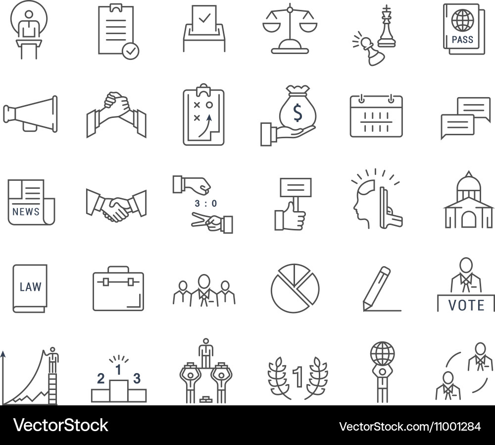 Set flat line icons elections Royalty Free Vector Image