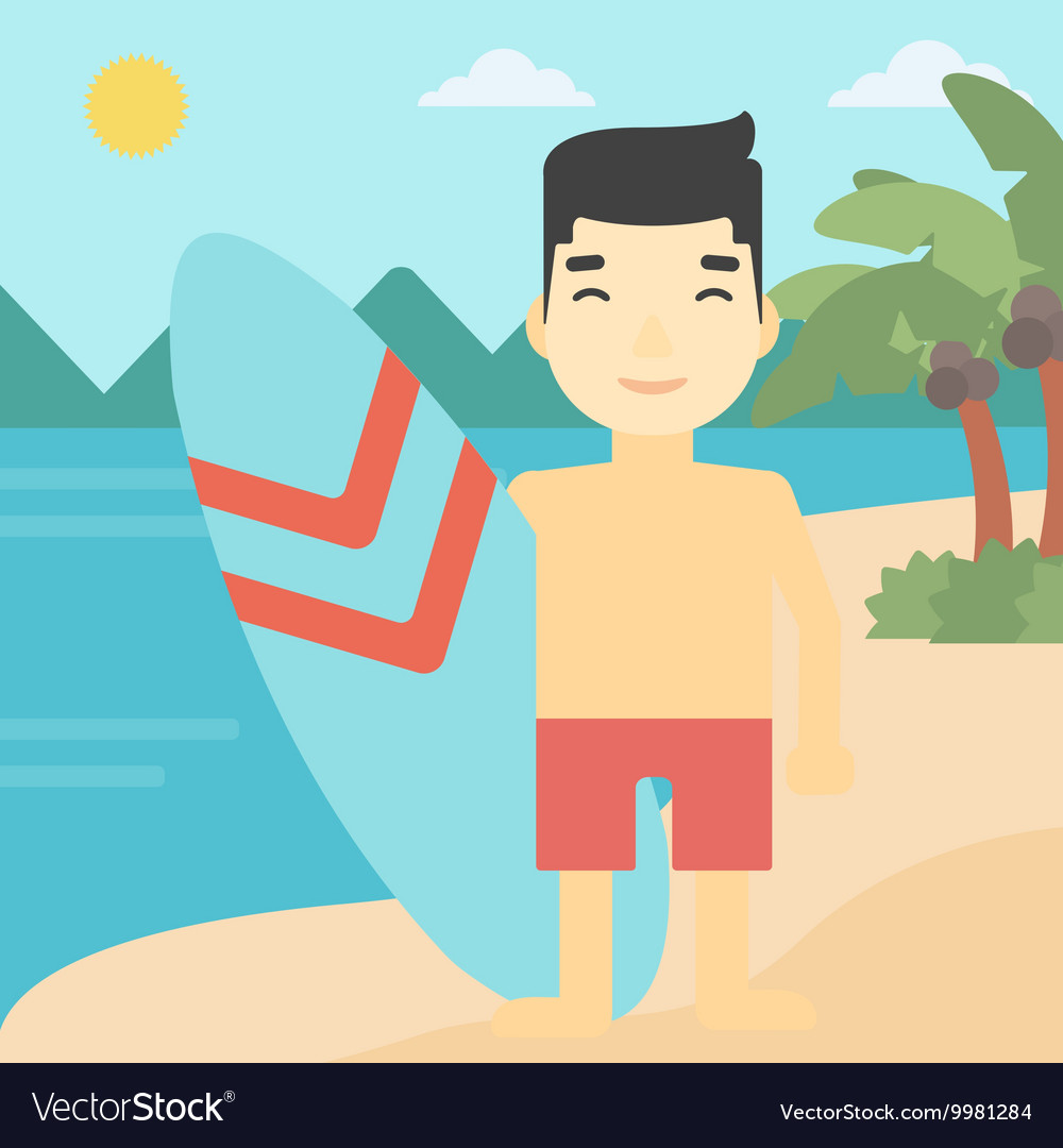 Surfer Holding Surfboard Royalty Free Vector Image