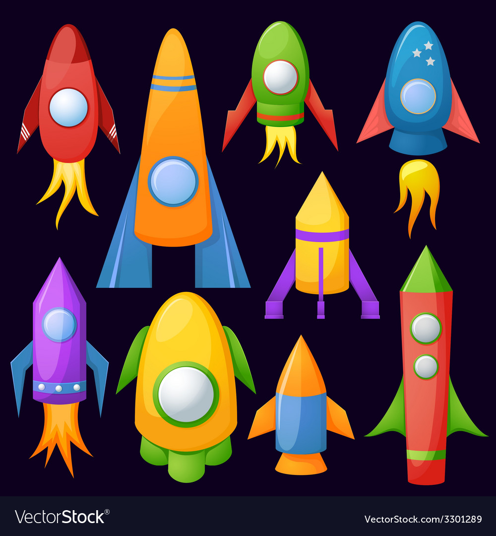 Download Cartoon rockets 3d set Royalty Free Vector Image