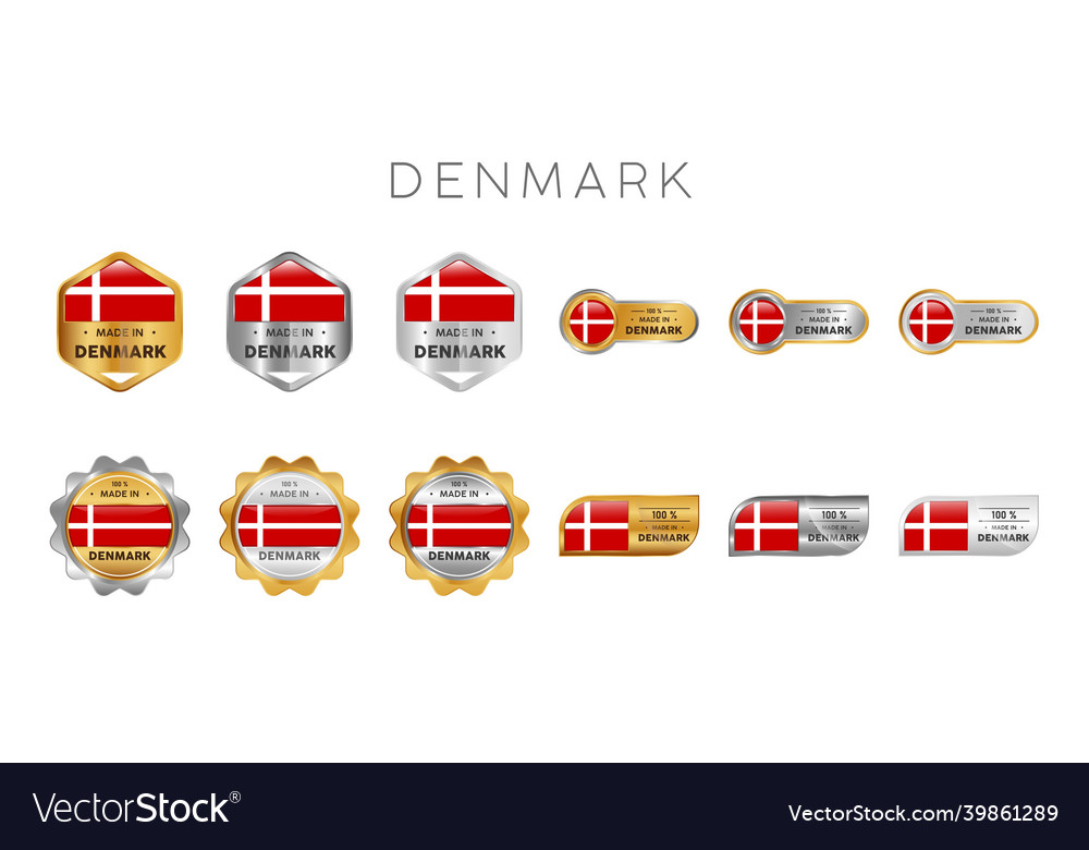 Made in denmark label stamp badge or logo Vector Image