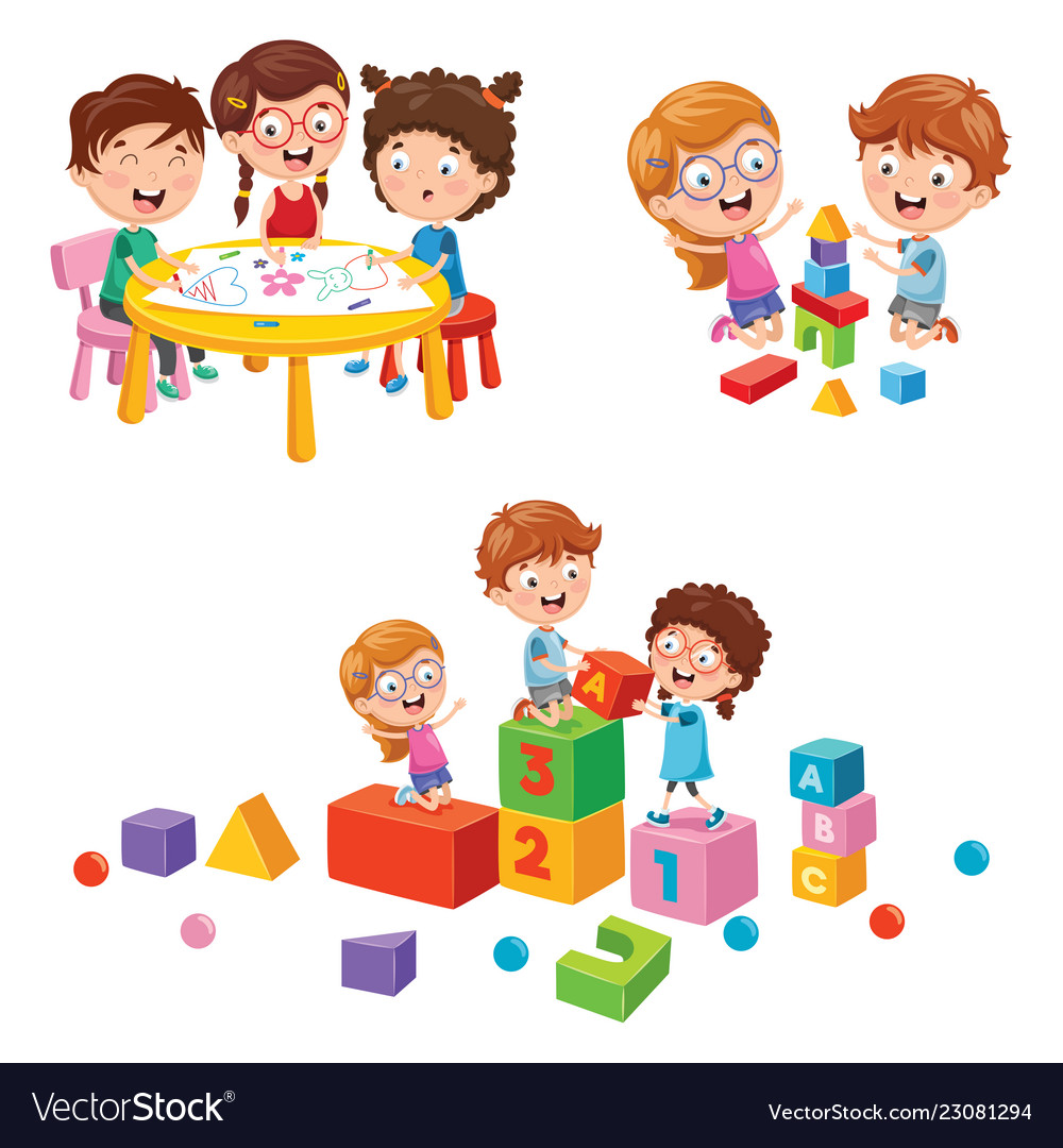 Kids playing with toys Royalty Free Vector Image