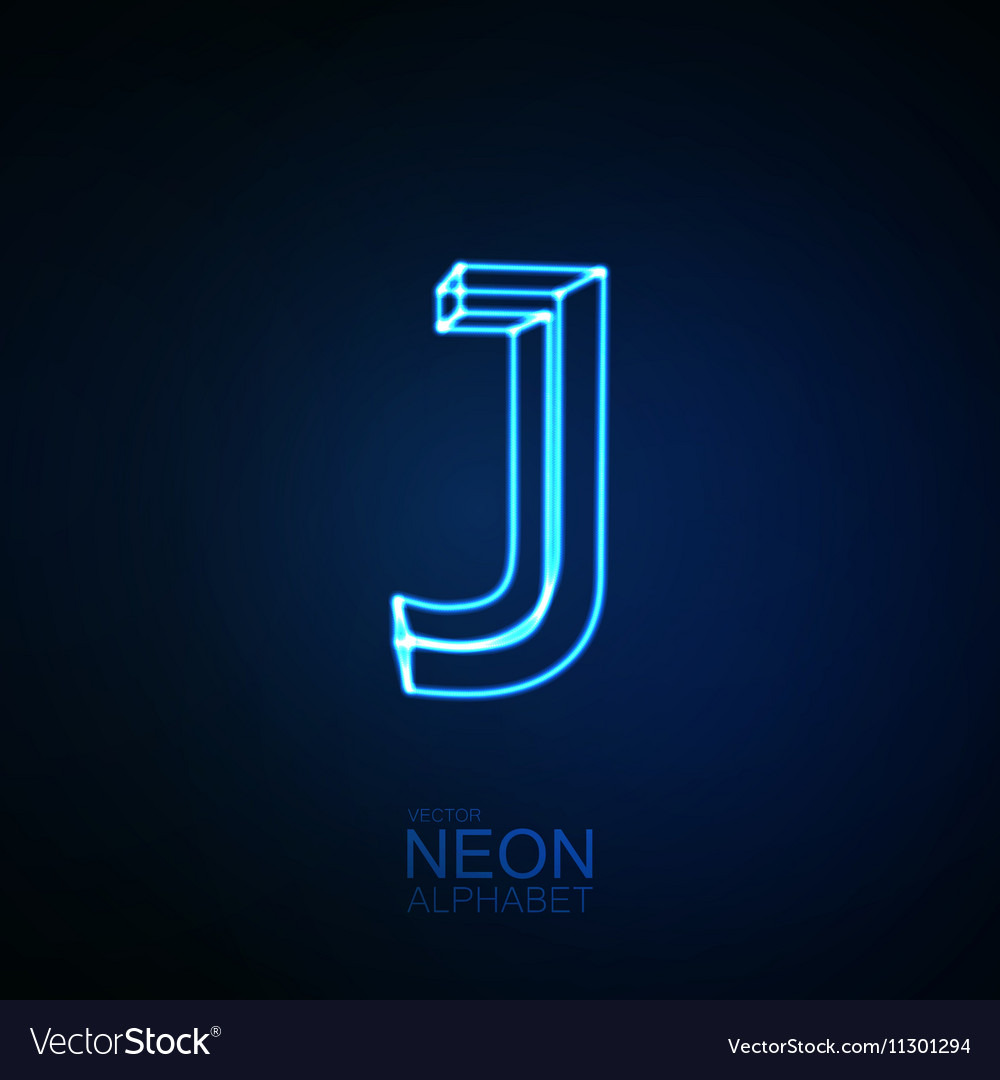 Neon 3d Letter J Royalty Free Vector Image Vectorstock