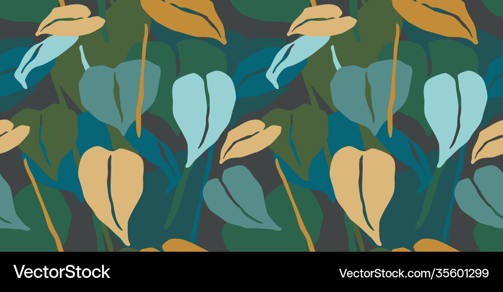 Artistic seamless pattern with abstract leaves Vector Image