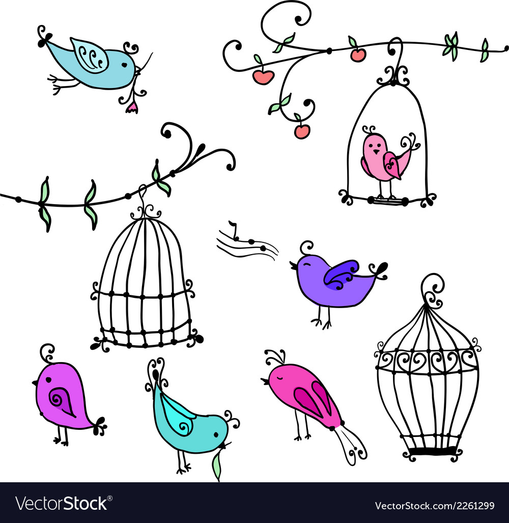 cute birds and branches