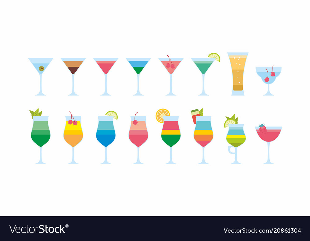 Colorful Different Cocktails Icon Royalty Free Vector Image