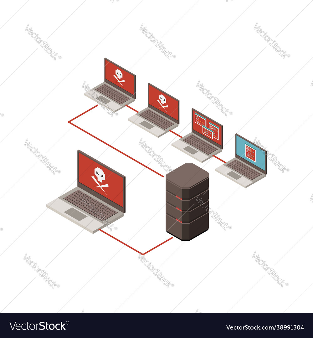 Hacking isometric icon Royalty Free Vector Image