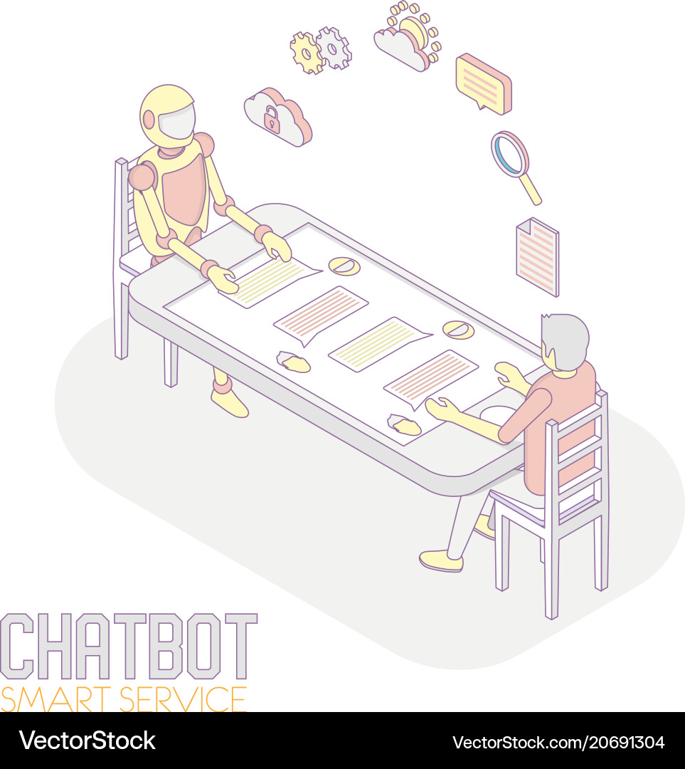 Mobile chatbot isometric Royalty Free Vector Image