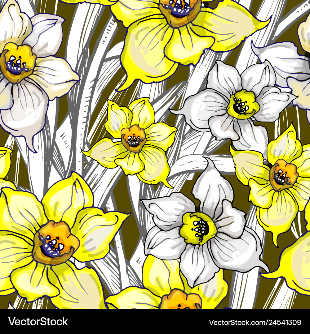 Botanical seamless pattern with flowers Royalty Free Vector