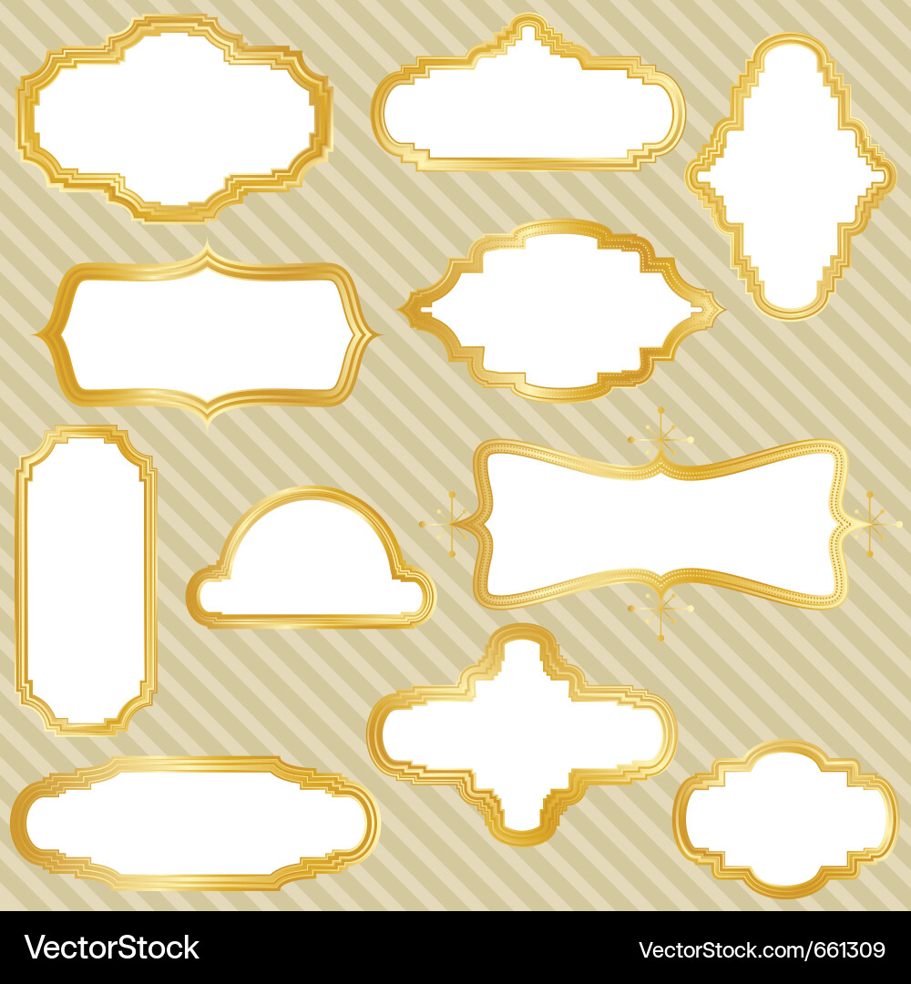 Golden retro frames Royalty Free Vector Image - VectorStock