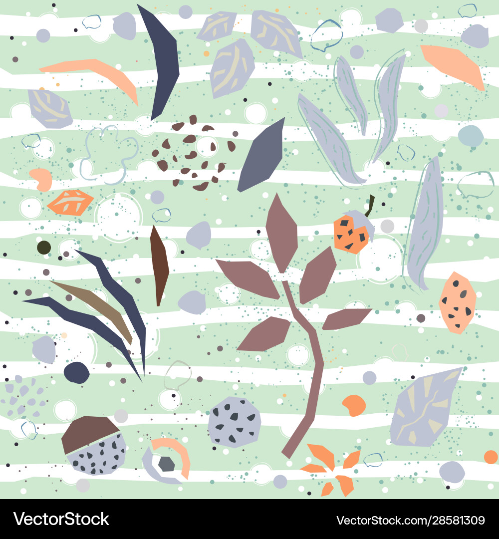 Hand drawn seamless pattern with plants Royalty Free Vector