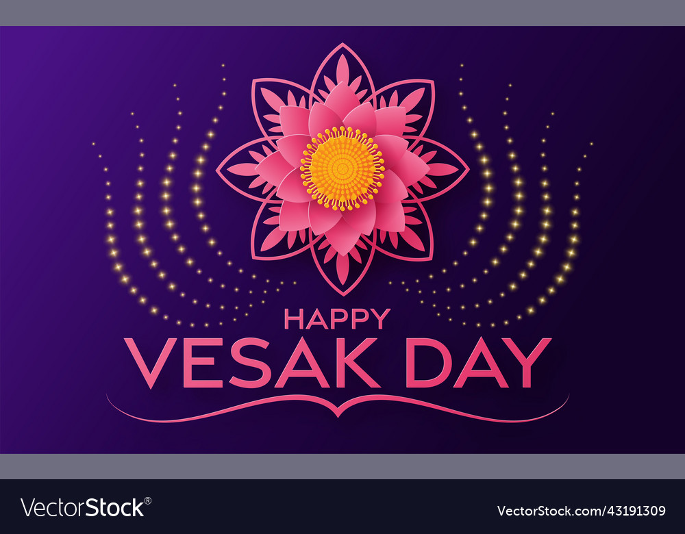 Happy vesak day wishes cards with lotus flowers Vector Image