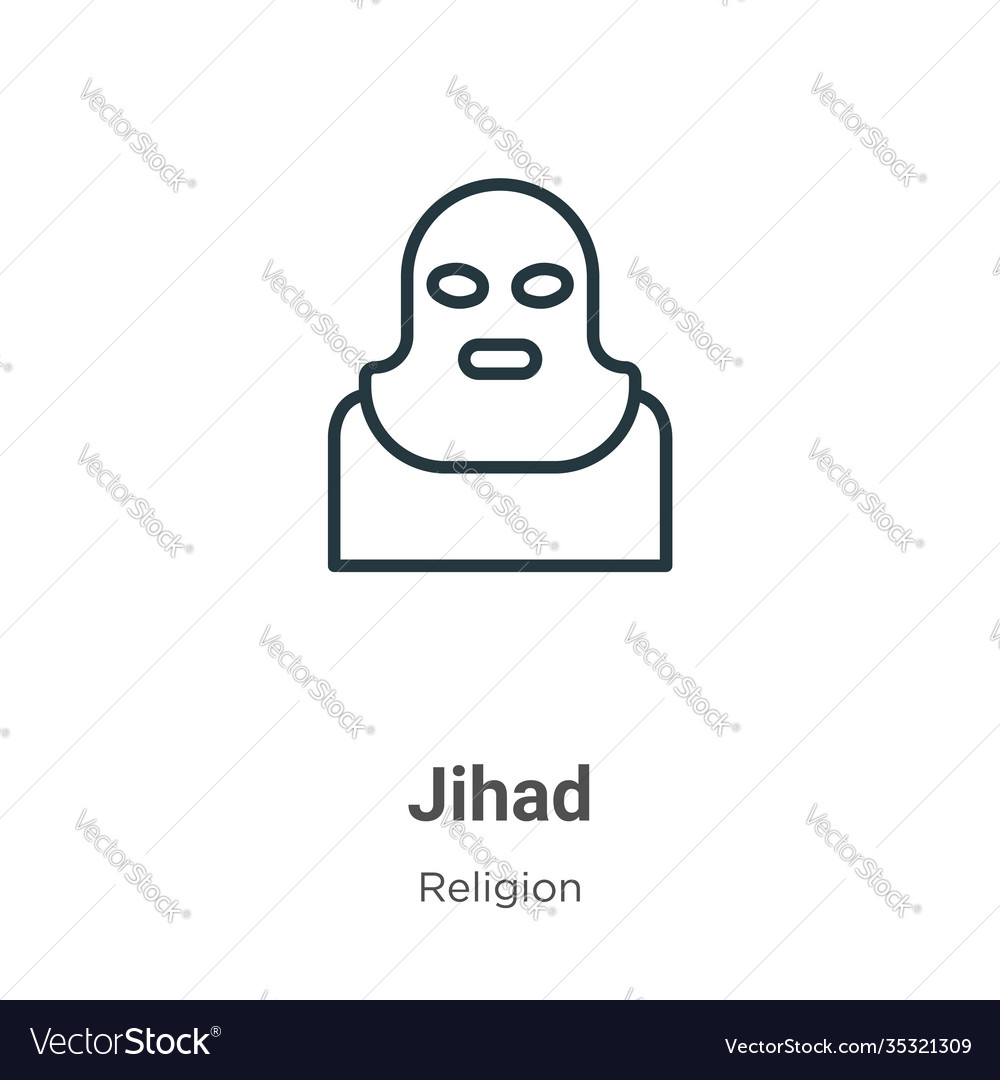 Jihad outline icon thin line black Royalty Free Vector Image