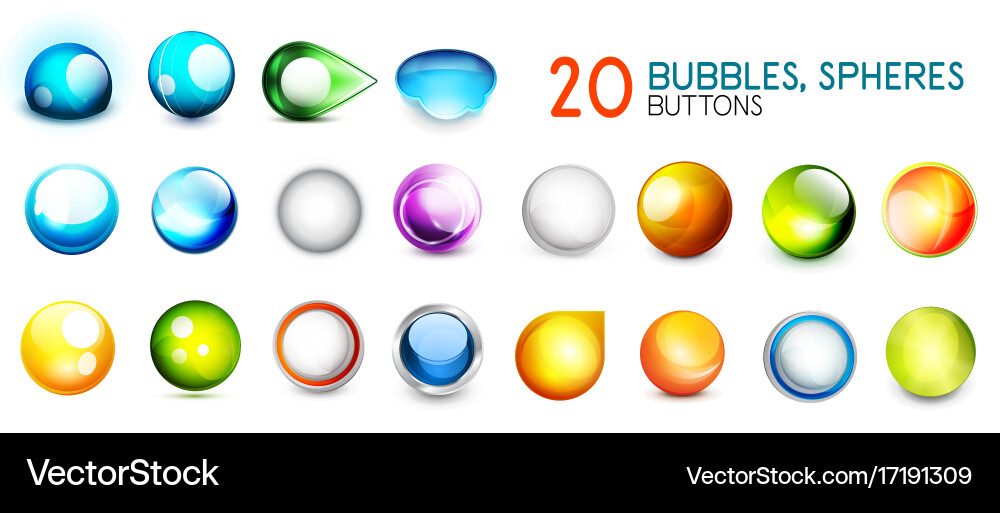 Mega collection of color sphere buttons Royalty Free Vector