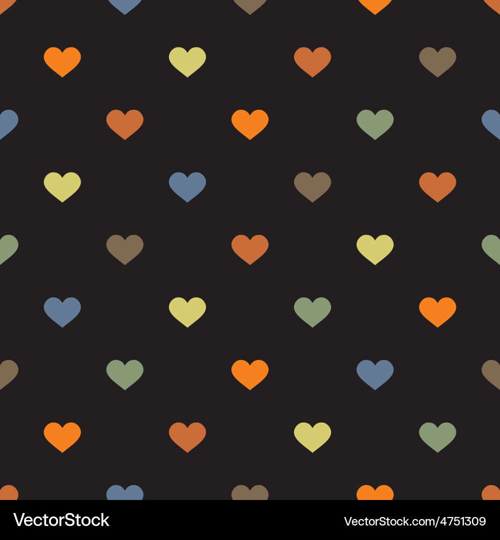 Tile pattern with hearts on black background Vector Image