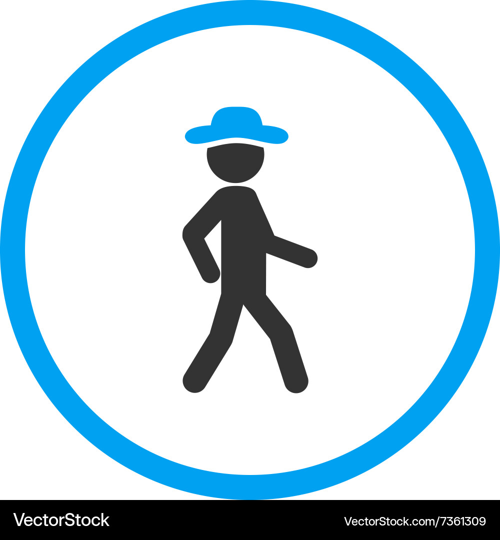 Walking boy rounded icon Royalty Free Vector Image