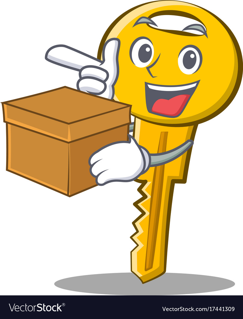 With box key character cartoon style Royalty Free Vector