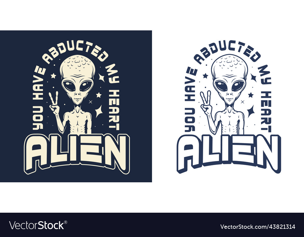 Alien portrait monochrome emblem vintage Vector Image