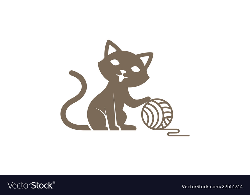 Creative cute cat logo Royalty Free Vector Image