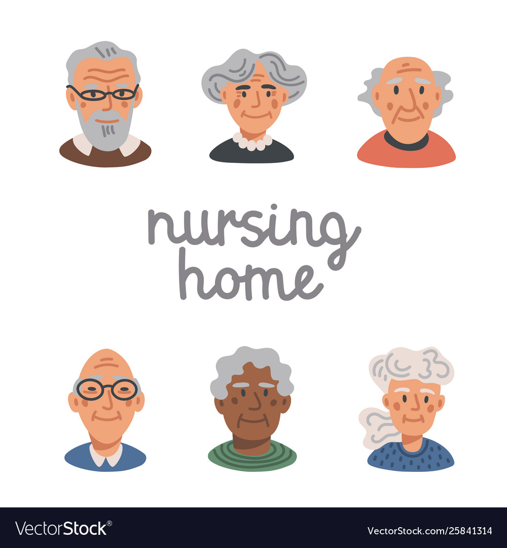 Elderly people avatar set portraits old Royalty Free Vector