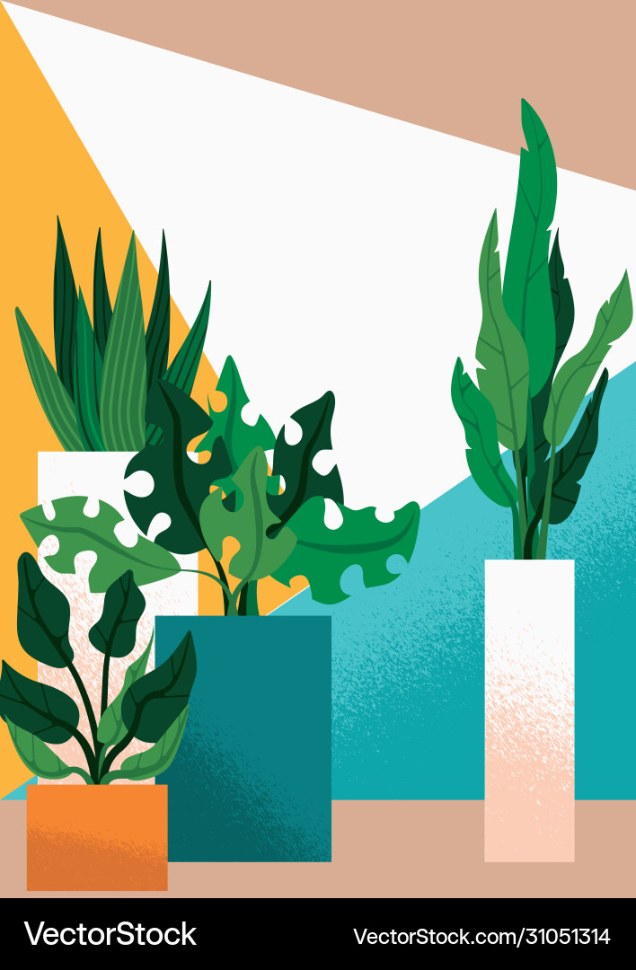 Flat modern interior garden Royalty Free Vector Image