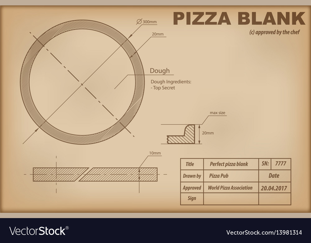 Perfect pizza blank draw scheme Royalty Free Vector Image