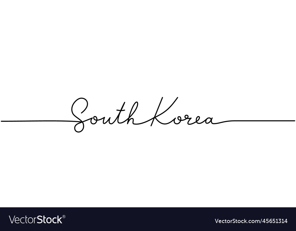 South korea - word with continuous one line Vector Image