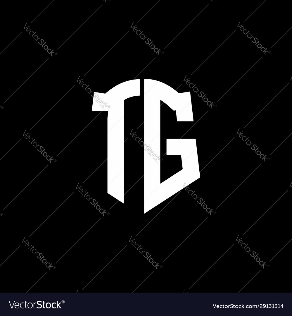 Tg monogram letter logo ribbon with shield style Vector Image