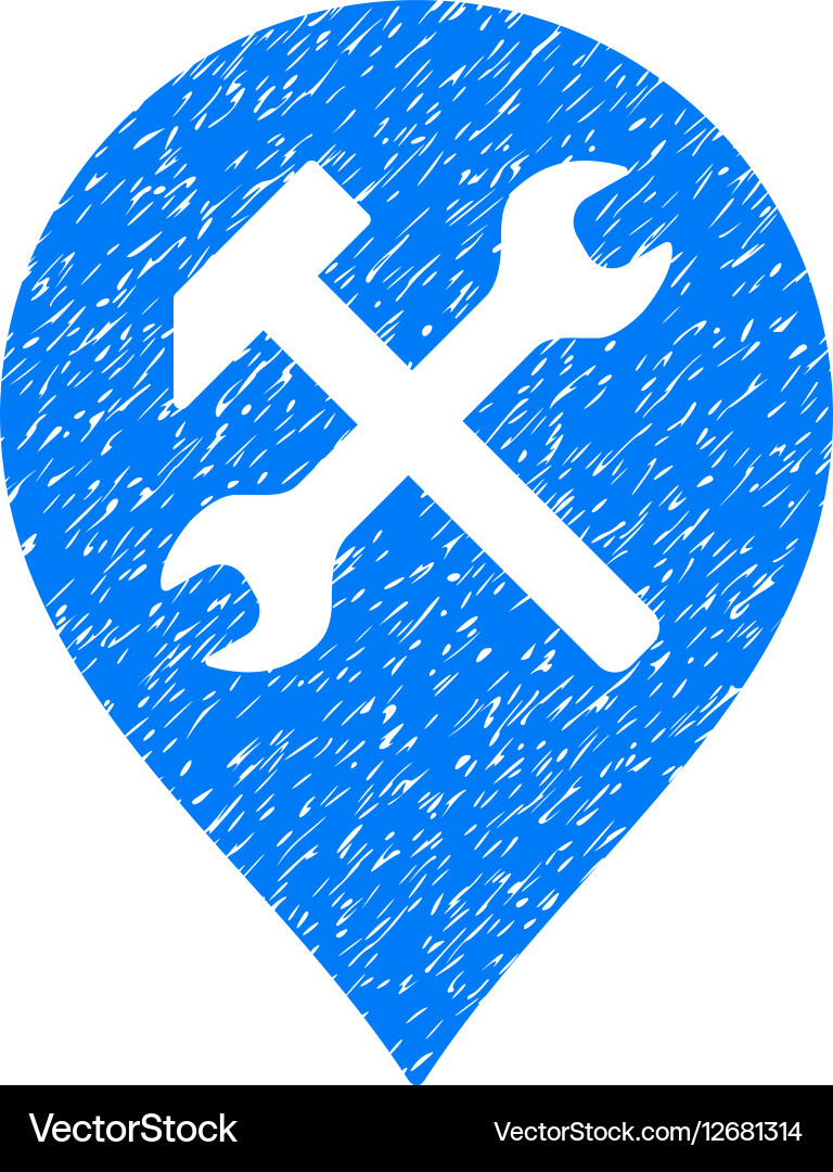 Workshop map marker grainy texture icon Royalty Free Vector
