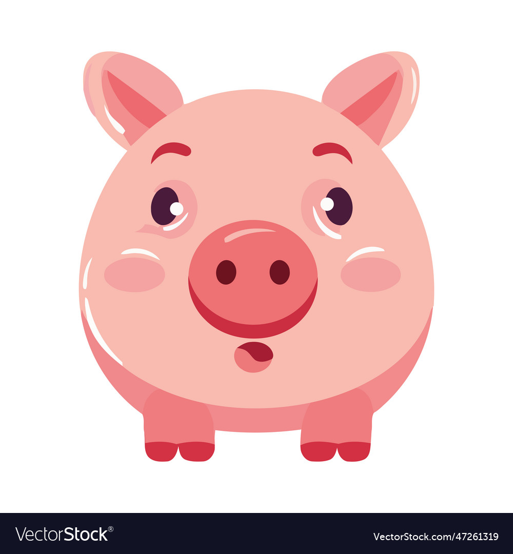 Cute Piglet Cartoon Mascot Smiles With Happiness Vector Image