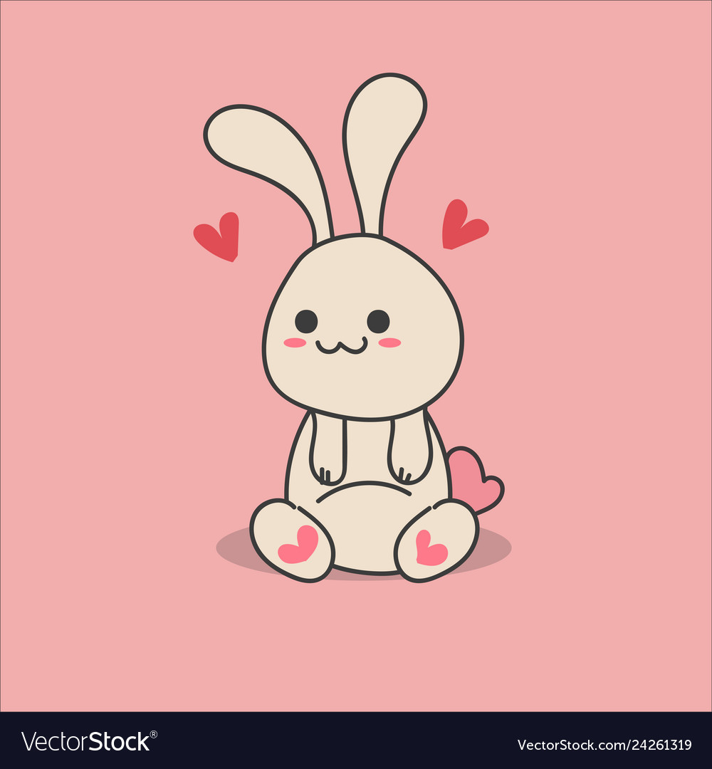 Kawaii lovely rabbit Royalty Free Vector Image