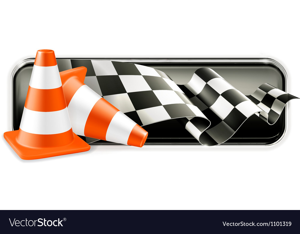 Racing banner with traffic cones Royalty Free Vector Image