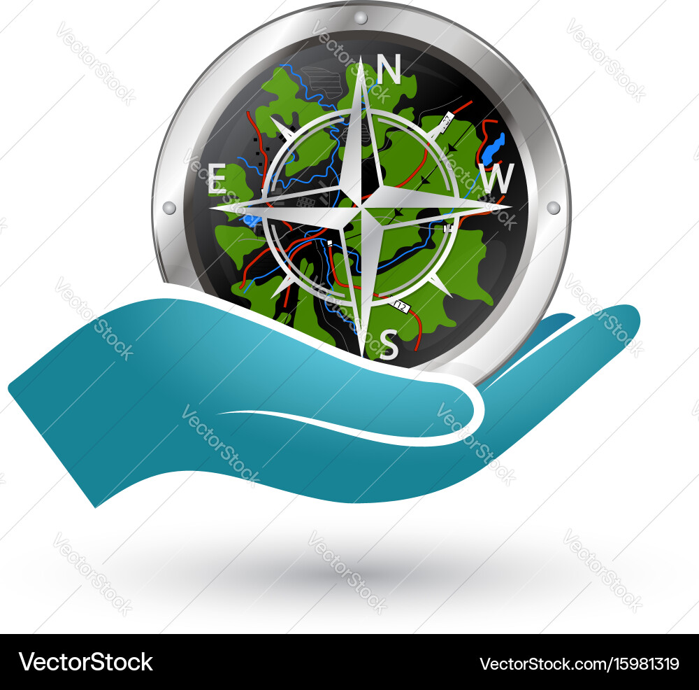 Rose of winds in hand Royalty Free Vector Image