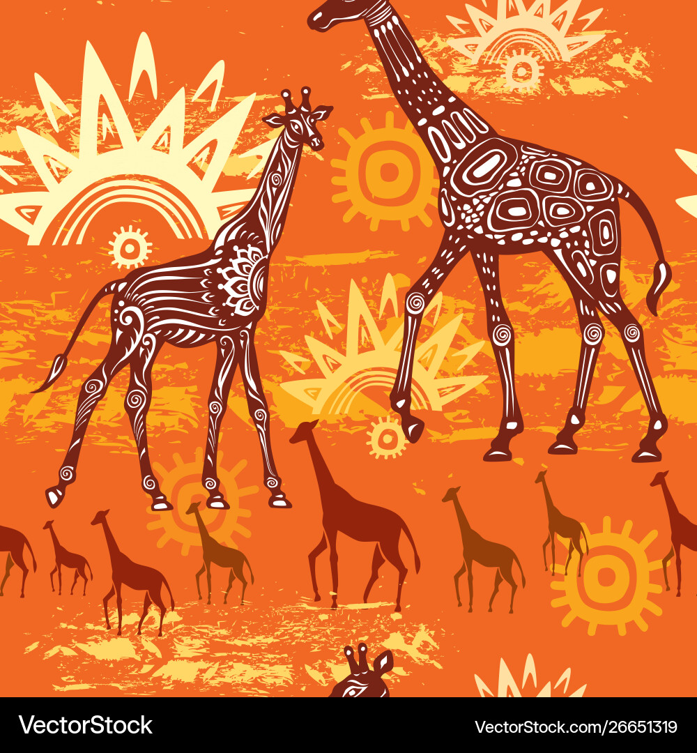 Seamless pattern with giraffes Royalty Free Vector Image