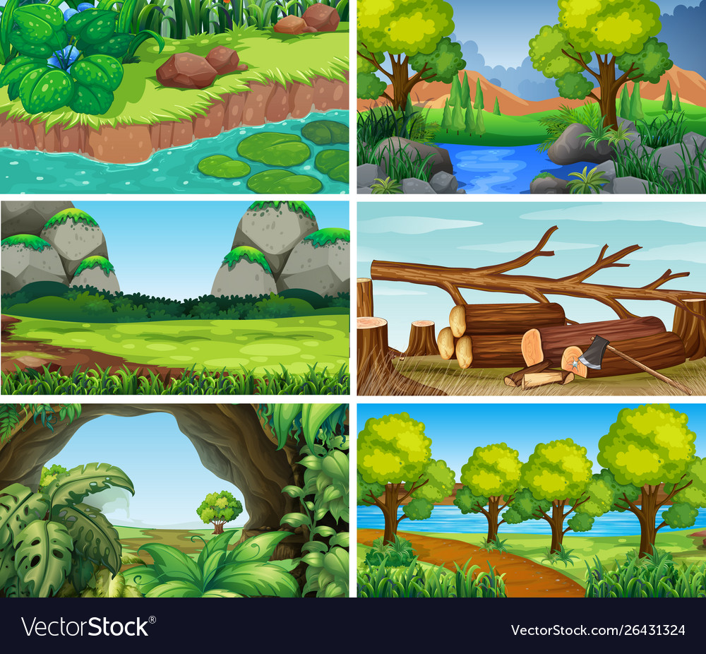 Empty blank landscape nature scenes Royalty Free Vector