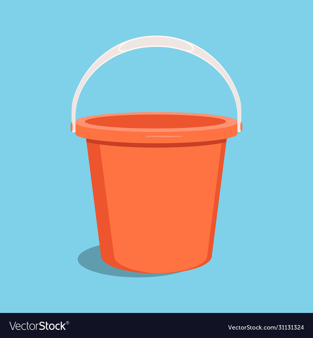 Empty red bucket bucket for garden Royalty Free Vector Image