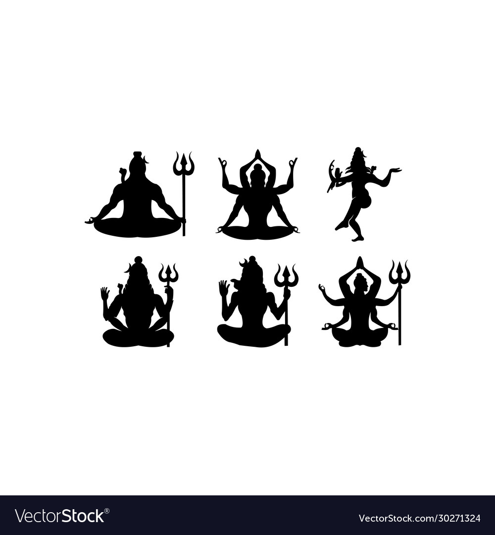 Silhouette god shiva hinduism in india Royalty Free Vector