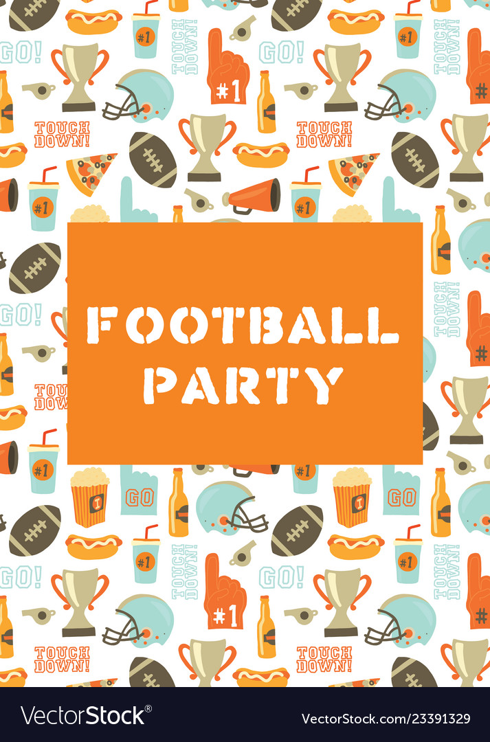 American football party invitation card super bowl vector image American football party invitation card super bowl