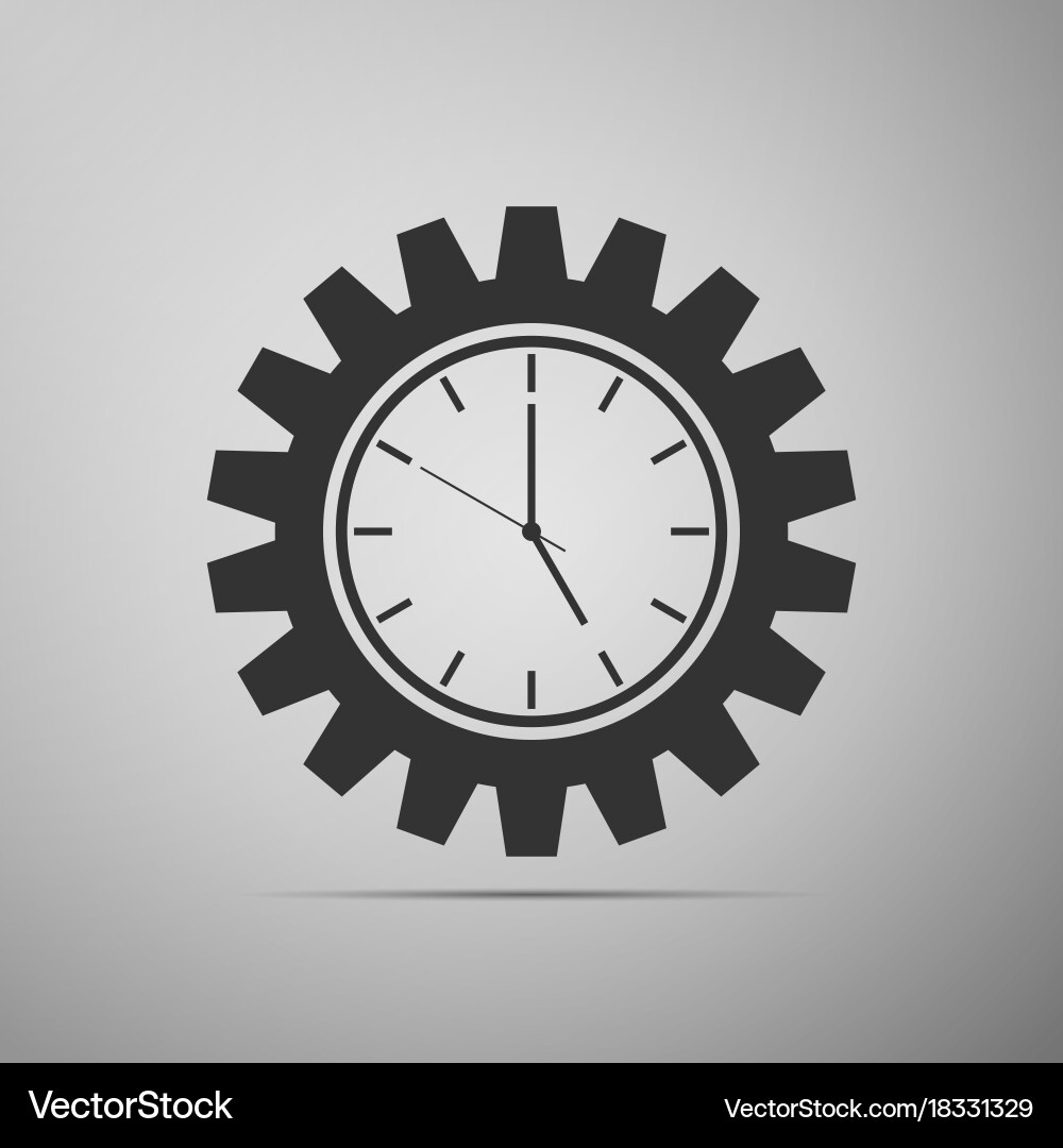 Clock gear icon isolated a grey background Vector Image
