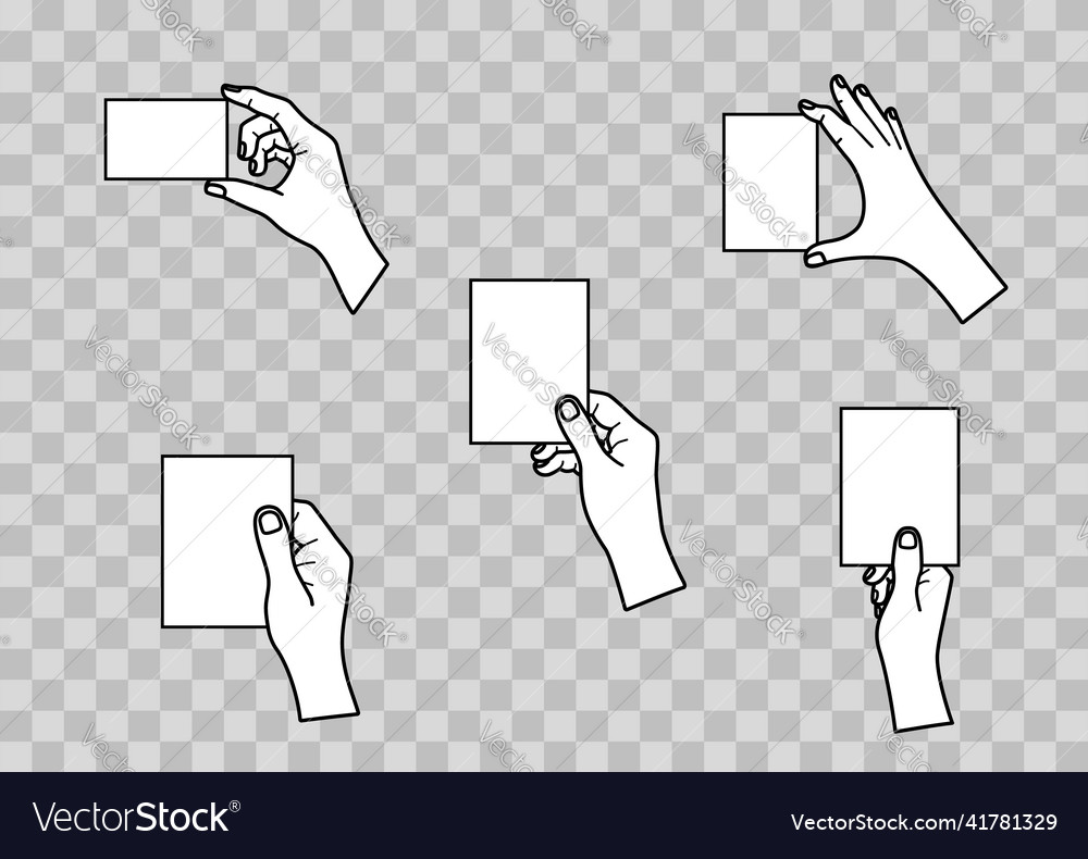 Hand hold business card isolated on transparent Vector Image