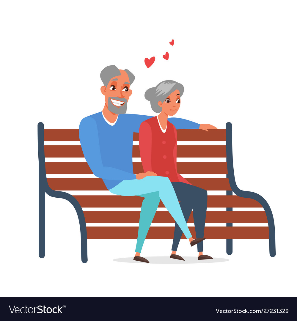 Loving elderly couple flat Royalty Free Vector Image