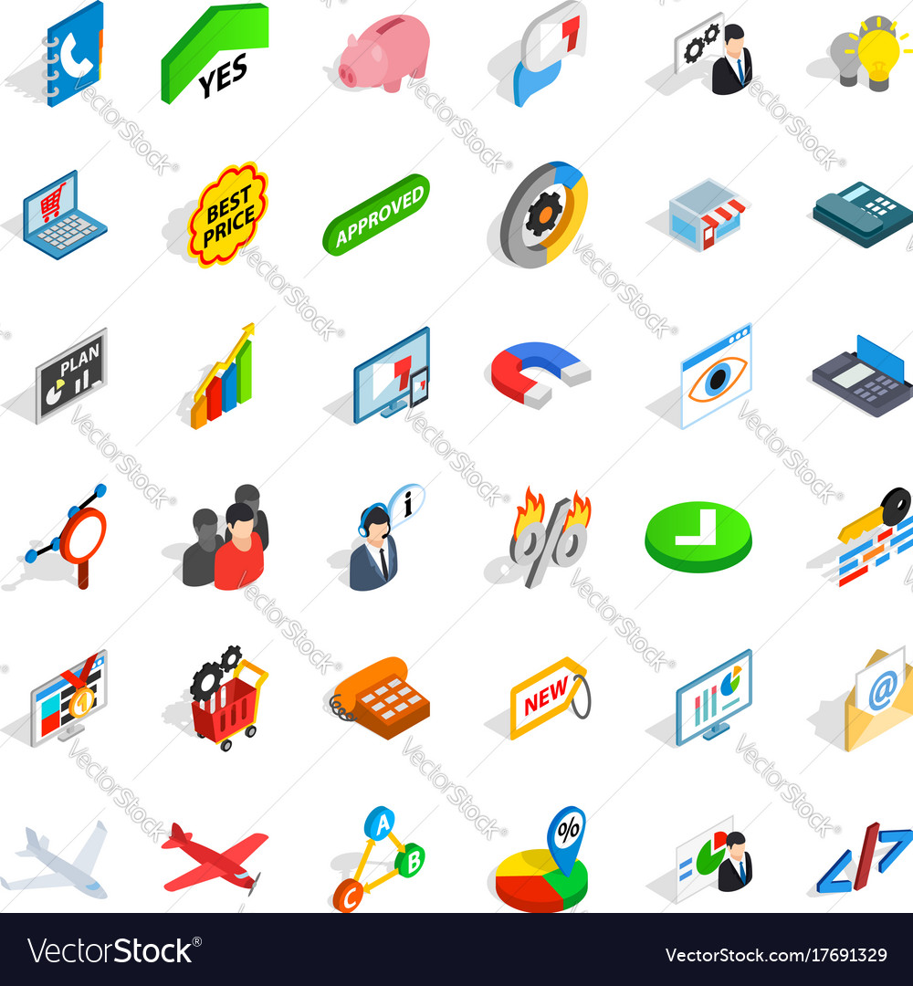 Magnet icons set isometric style