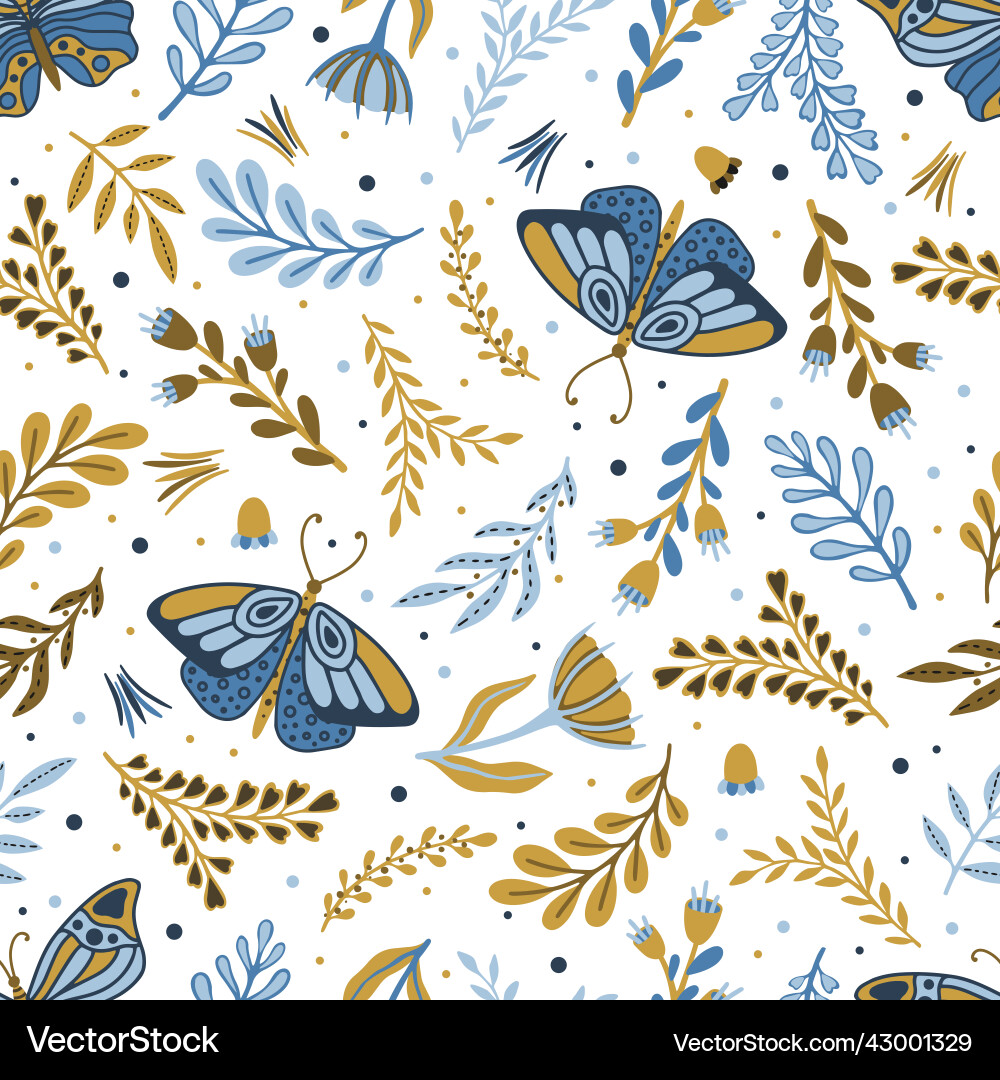 Seamless pattern with summer herbs Royalty Free Vector Image