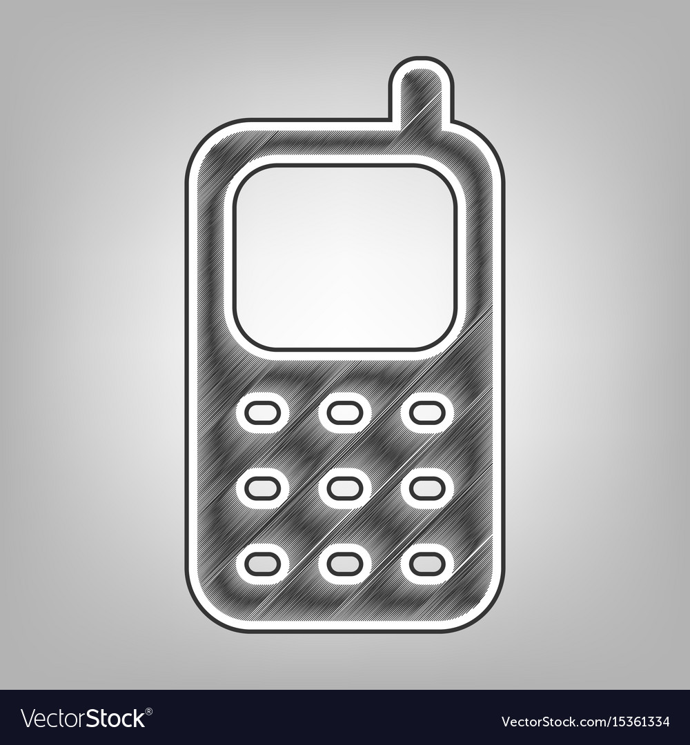 Cell phone sign pencil sketch imitation Royalty Free Vector