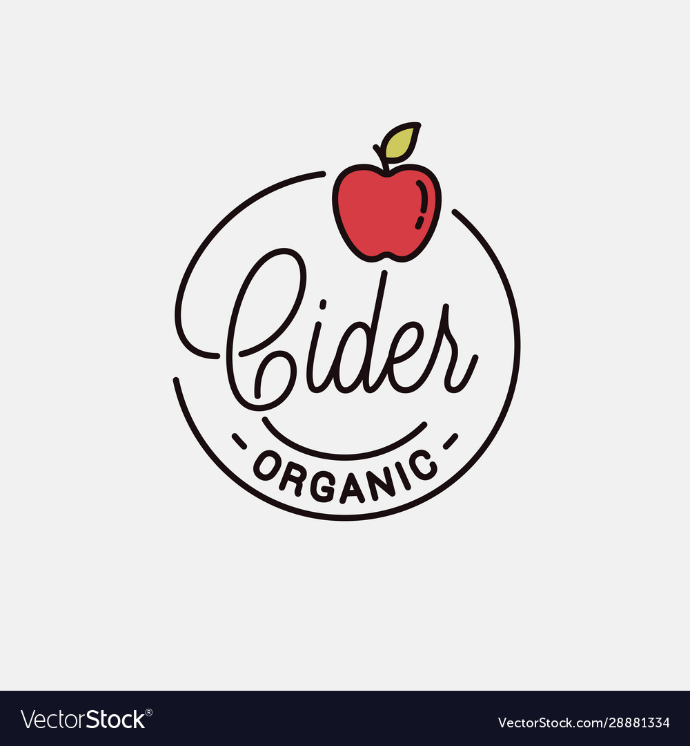 Cider logo round linear apple Royalty Free Vector Image