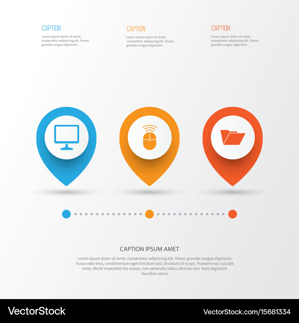 Computer icons set collection desktop dossier Vector Image