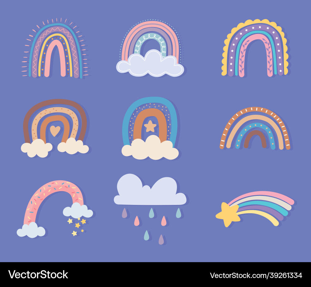 Rainbow star clouds Royalty Free Vector Image - VectorStock