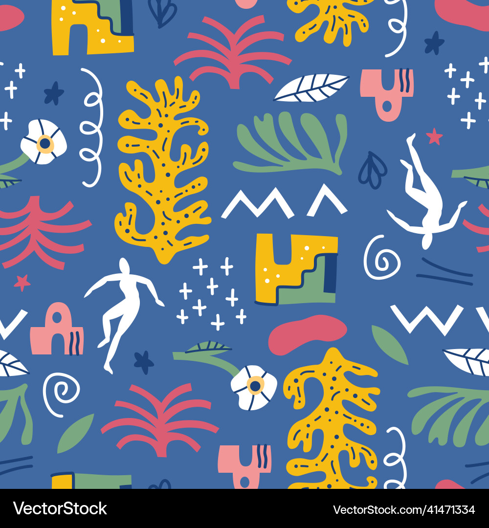 Seamless pattern with abstract geometric shapes Vector Image