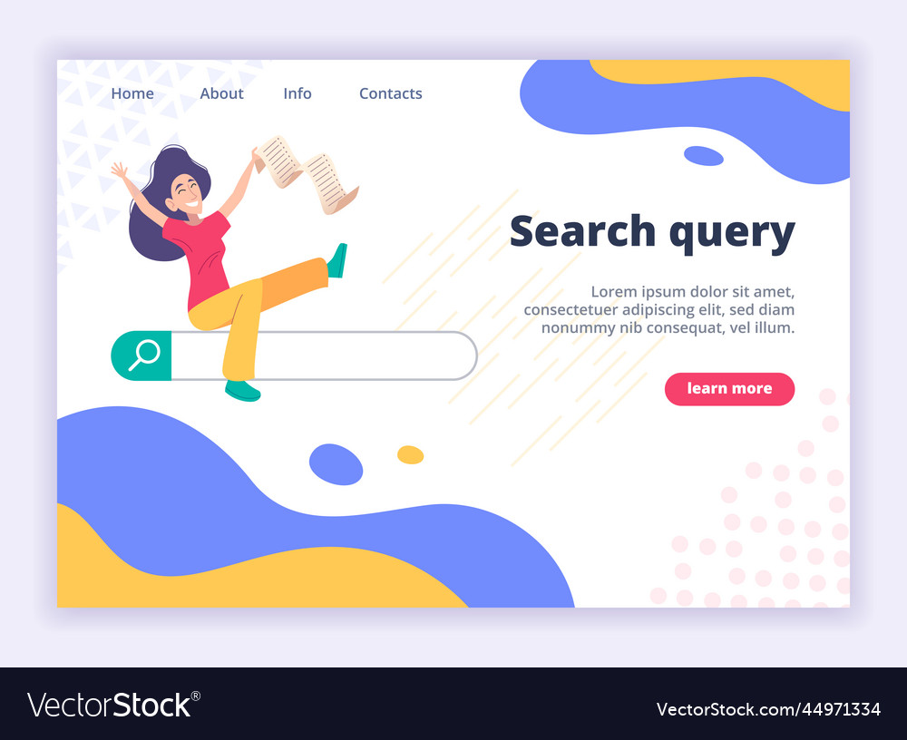 Seo landing page website template with search bar Vector Image